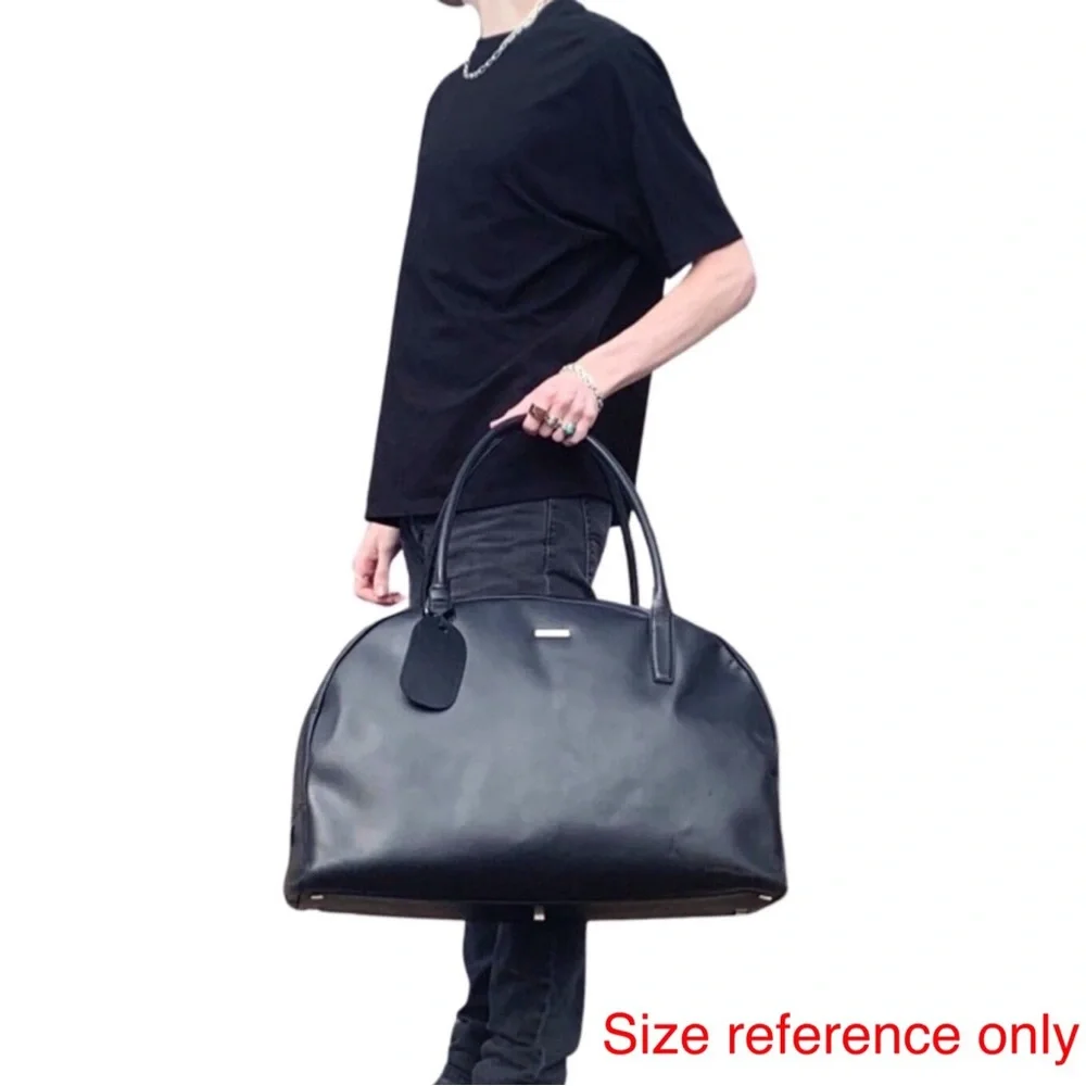 Gucci black leather XL vintage domed duffle travel bag unisex - Picture 3 of 10